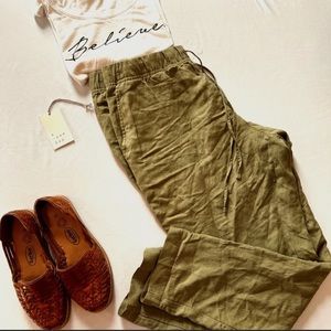 NWT a new day Target Olive Green Linen Drawstring Size Small (2-6) Free Top